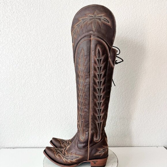 Lane Boots Over The Knee Corset Lexington- Cognac - Picture 4 of 15